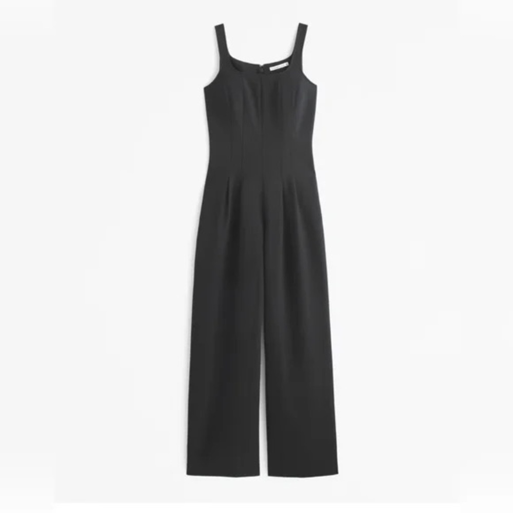 Abercrombie Square Neck Seamed Waist Black Jumpsuit